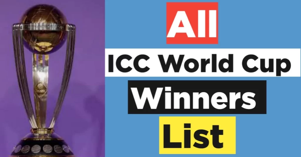 ICC World Cup Winners List From 1975 -2019